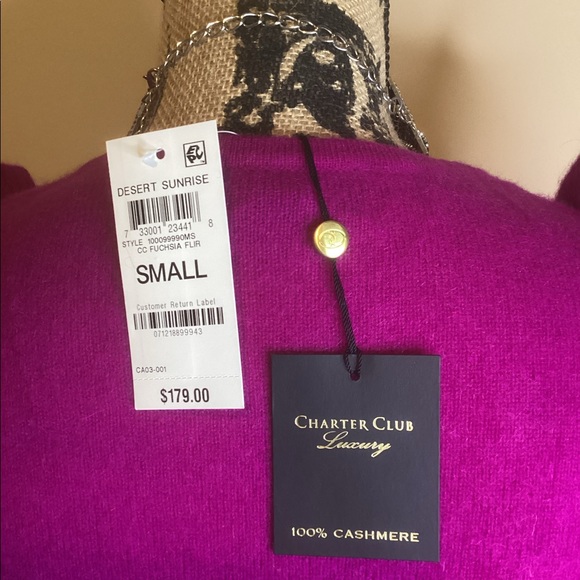 Charter Club Cashmere Sweater in Desert Sunrise Fuchsia Sz S - Picture 3 of 5